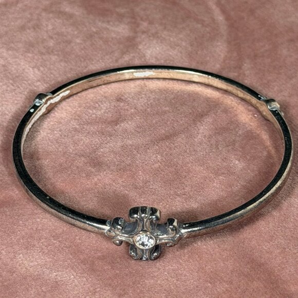 Brighton Silver-Tone Cross & Crystal Bangle Bracelet - Picture 6 of 12